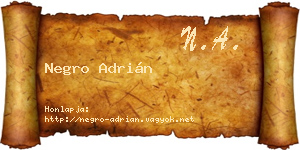 Negro Adrián névjegykártya